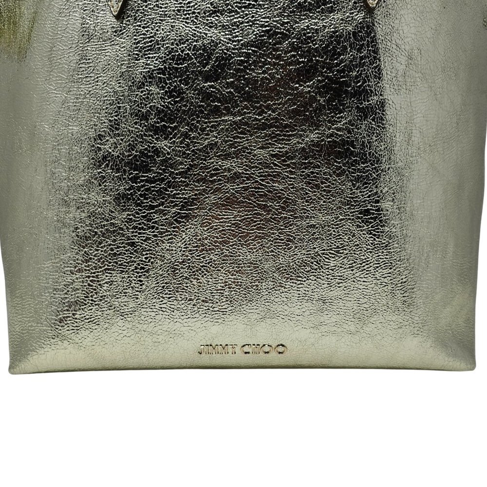 Jimmy Choo Barra Tote in Light Gold Distressed Metallic - Picture 4 of 12